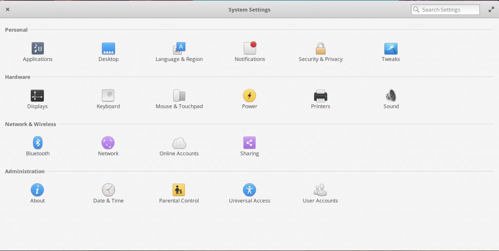 Settings - Light theme